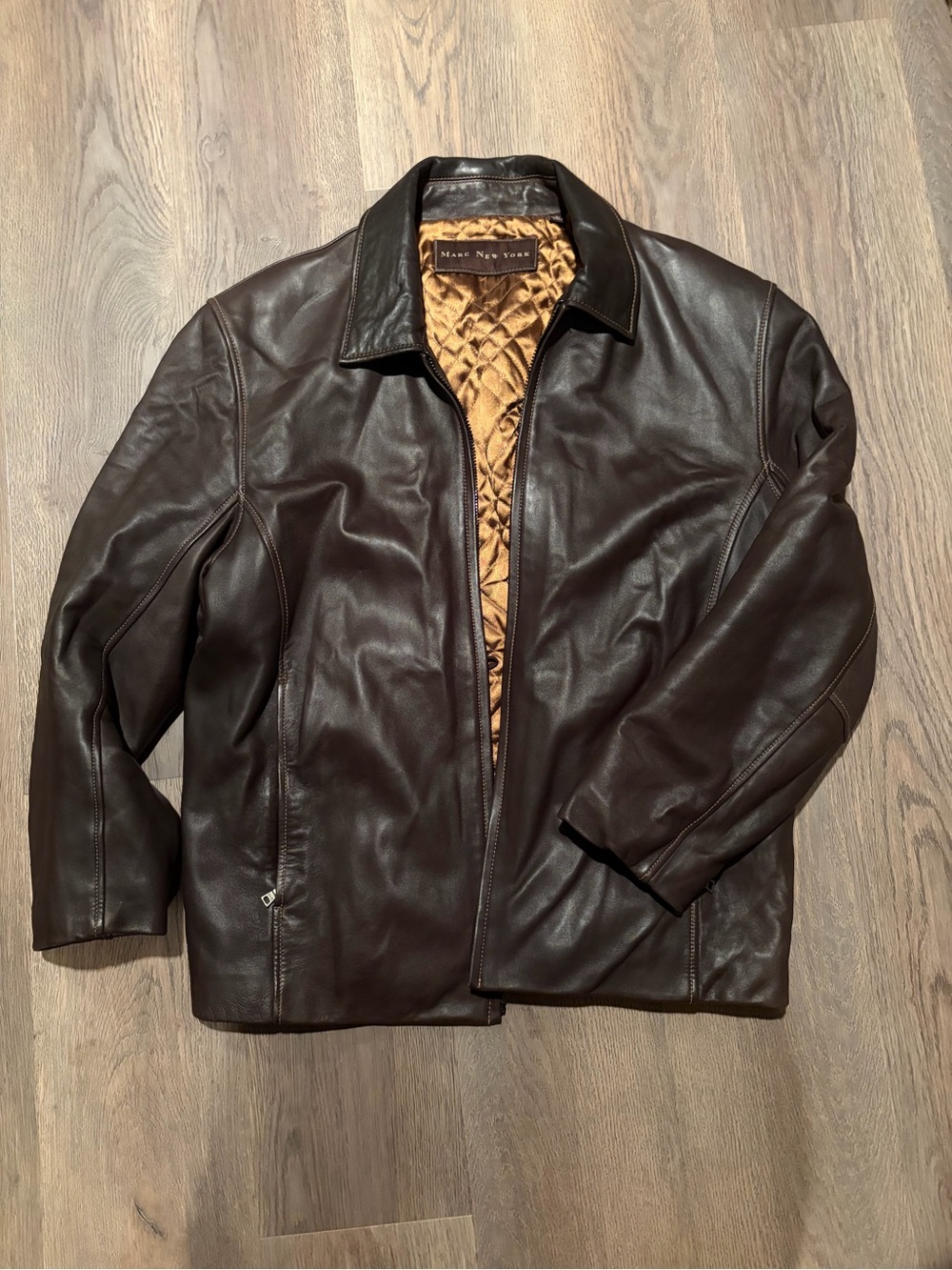 Marc New York Dark Brown Leather Bomber Jacket
